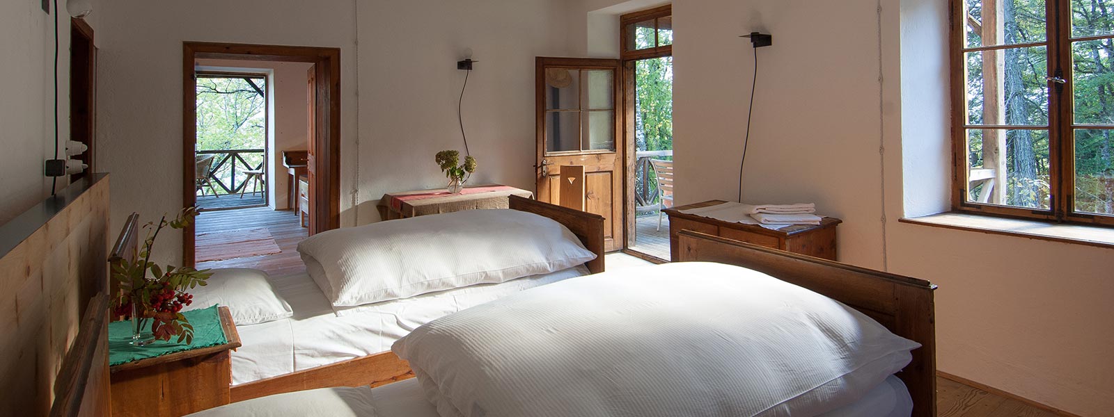 the beds in the apartment Fritje of Hotel Briol in Barbiano