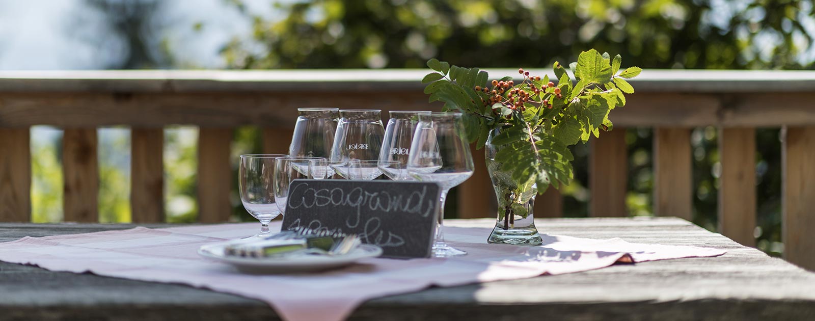 a reserved table at Hotel Briol in Barbiano