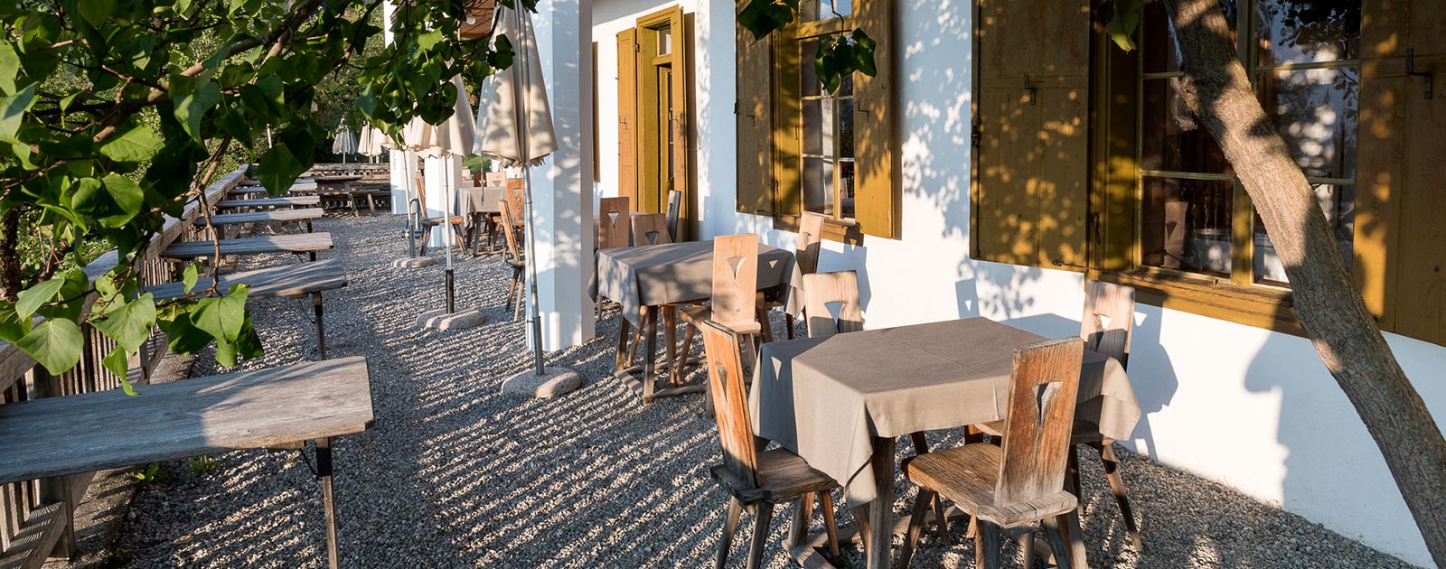 the terrace of Hotel Briol in Barbiano in summer